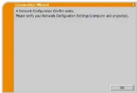 Christie LW551i - Meldung 9: A Network Configuration Conflict exists. - 1