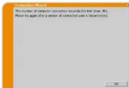 Christie LW551i - Message 2: The number of computer connection exceeds the limit (max. 50). - 1