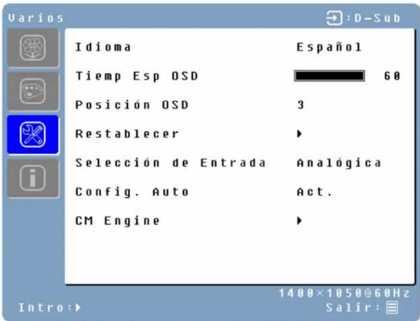 WESTINGHOUSE LCM20v5 - Menú Misceláneo - 1