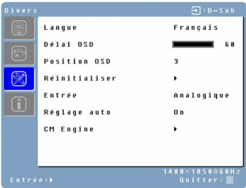 WESTINGHOUSE LCM20v5 - Menu – Divers [Miscellaneous Menu] - 1