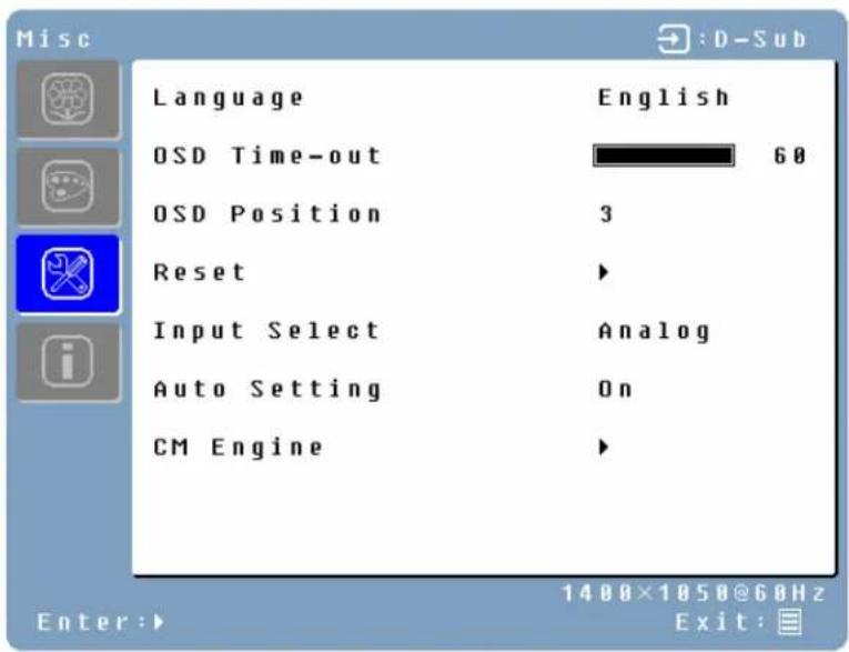 WESTINGHOUSE LCM20v5 - Miscellaneous Menu - 1
