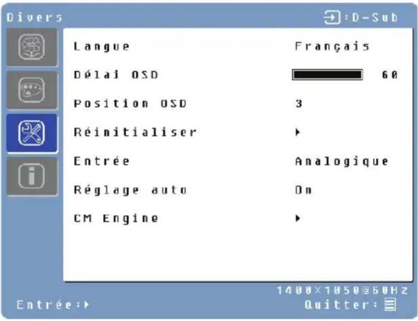 WESTINGHOUSE L2046NV - Menu – Divers [Miscellaneous Menu] - 1