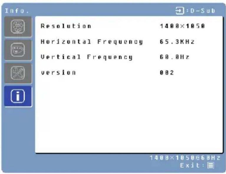 WESTINGHOUSE L2046NV - Information Menu - 1