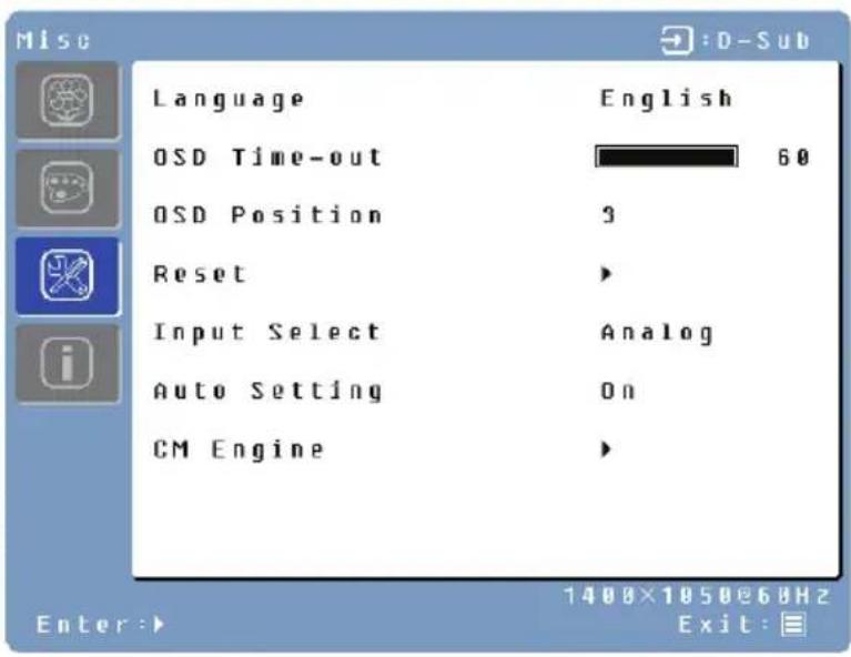 WESTINGHOUSE L2046NV - Miscellaneous Menu - 1