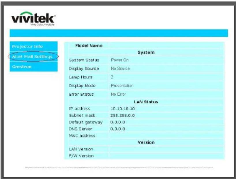 VIVITEK DU5671 - Préparation des alertes par e-mail - 1