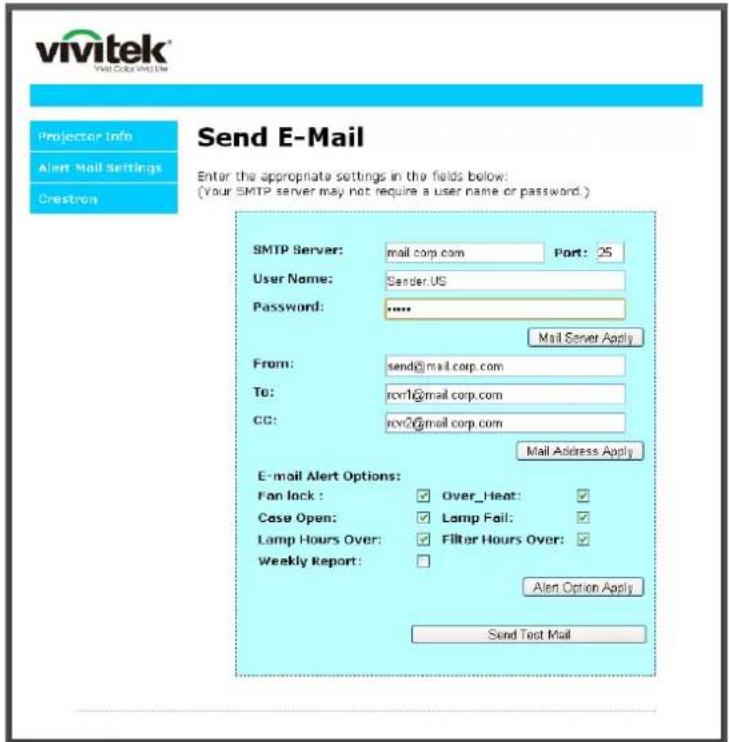 VIVITEK DU5671 - Préparation des alertes par e-mail - 3