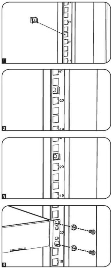 Tripp Lite SmartRack SR2400 - Para Quitar las Tuercas de Jaula, Invierta los Pasos 1 a 3 - 1