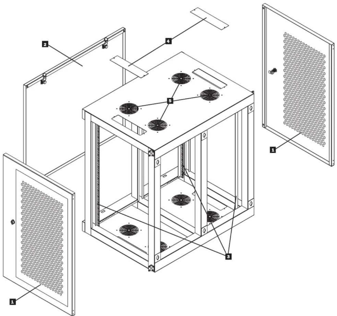 Tripp Lite SmartRack SRW12UHD - Identification des pièces de l'armoire - 1