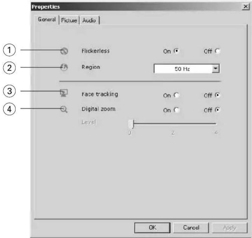 PHILIPS SPC701NC - Paramètres de la caméra - 1