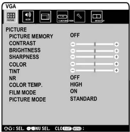 NEC PlasmaSync 42XC10 - OSD Screen - 1