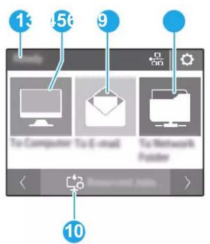 HP Scanjet Enterprise Flow 5000 S5 - Vue du panneau de commandes (modèles 5000 s5 et 7000 s3) - 2