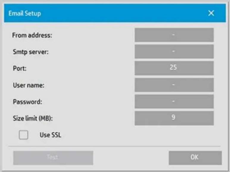 HP Designjet SD - configuration de l'e-mail-sortant - 1