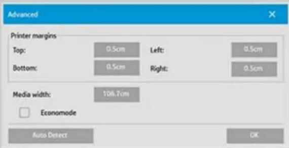 HP Designjet SD - consultation et accès aux paramètres de largeur du support de l'imprimante - 3