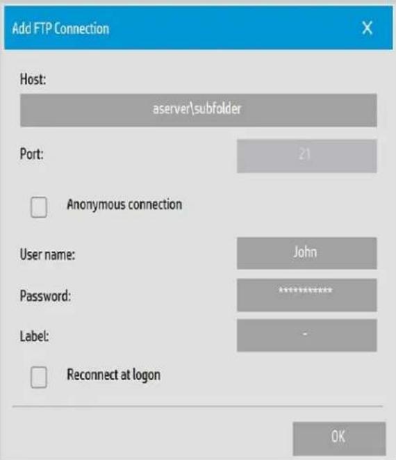 HP Designjet SD - ajout/suppression d'une connexion FTP - 2