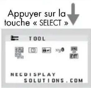Appuyer sur la touche « SELECT » TOOL NECDISPLAY SOLUTIONS.COM