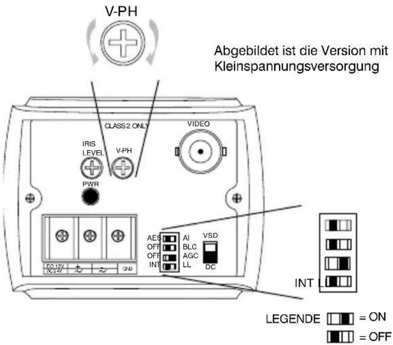 HONEYWELL HCM384L - VORSICHT! Bei Betrieb an 12-V-Gleichspannung muss der Schalter LL/INT auf INT gestellt werden. - 1