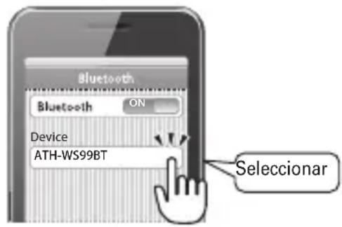 Bluetooth Bluetooth ON Device ATH-WS99BT Seleccionar
