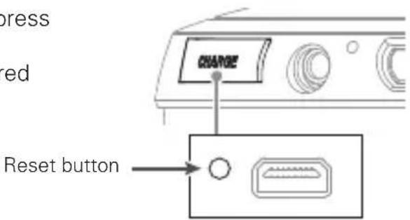 PRESS red CHANGE Reset button