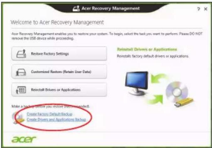 ACER Aspire Z3605 - Creating a drivers and applications backup - 1