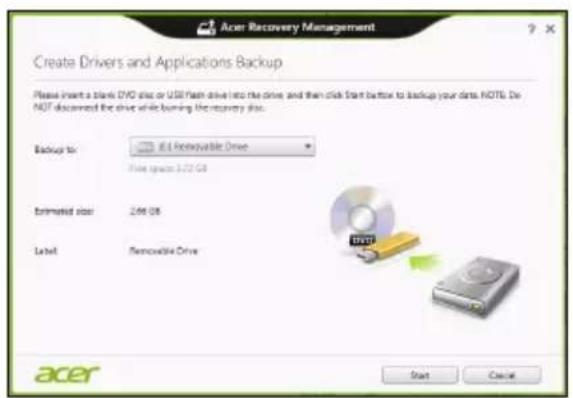 ACER Aspire Z3605 - Oprettelse af en sikkerhedskopi til drivere og programmer - 2