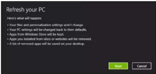 ACER Aspire Z3605 - La fenêtre Actualiser votre PC s'ouvre. - 1