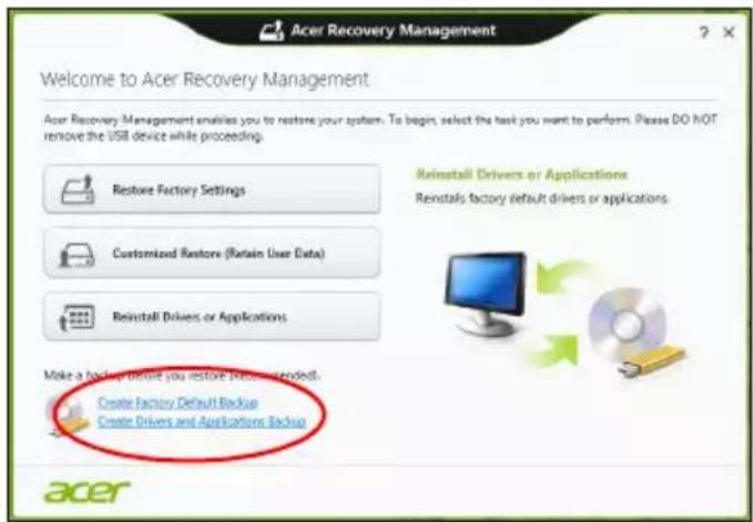 ACER Aspire Z3605 - Criar uma cópia de segurança de recuperação - 1