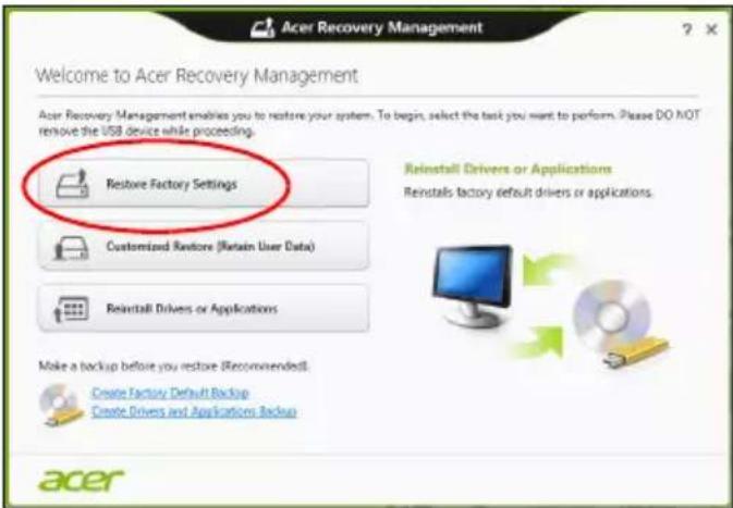 ACER Aspire Z3605 - Returnering af systemet til fabriksstandarden - 2