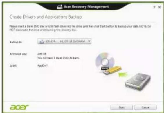 ACER Aspire Z3605 - Criar cópia de segurança de controladores e de aplicações - 3