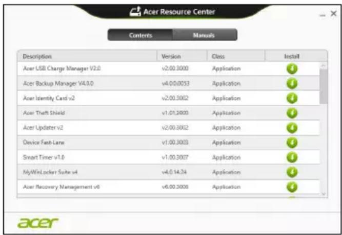 ACER Aspire Z3605 - Du bör nu se avsnittet Innehåll i Acer Resurscenter. - 1