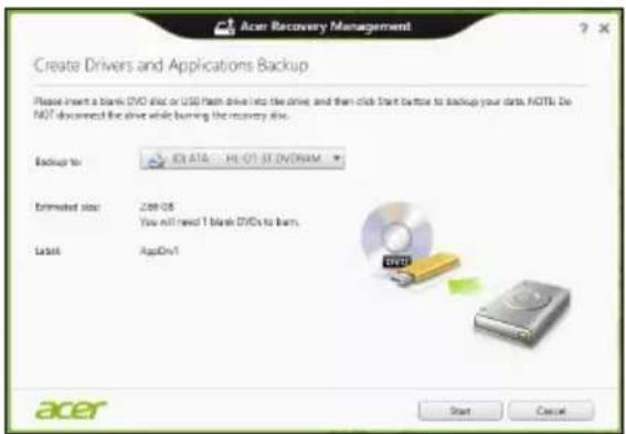 ACER Aspire Z3605 - Creare backup per driver e applicazioni - 3
