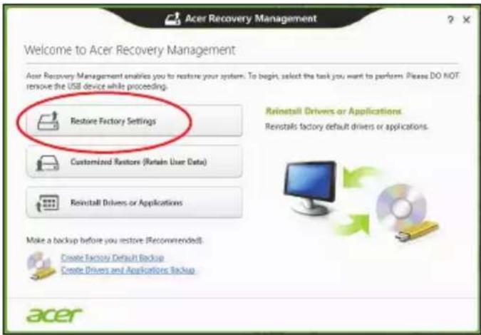 ACER Aspire Z3605 - Click Restore Factory Settings. - 1