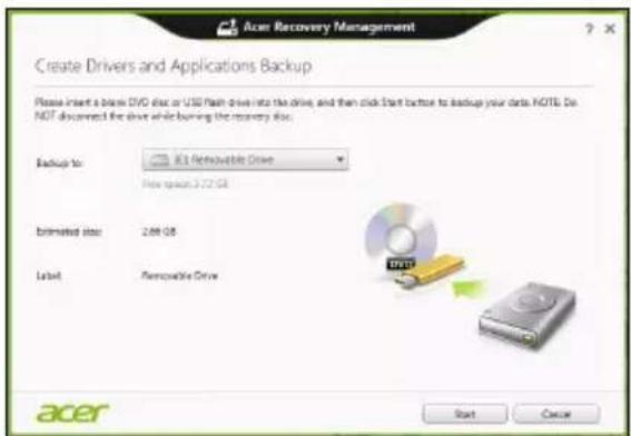 ACER Aspire Z3605 - Laiteohjainten ja sovellusten varmuuskopion luominen - 2