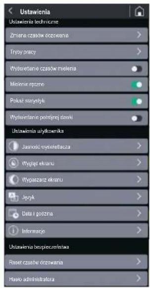 Fiorenzato F83 E - Ustawienia bezpieczeństwa - 1