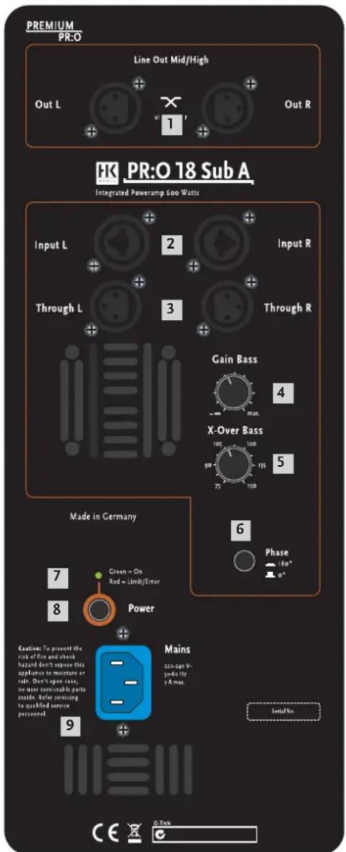 HK AUDIO Premium PR:O 18 Sub A - Adaptación del volumen con el regulator de ganancia - 1