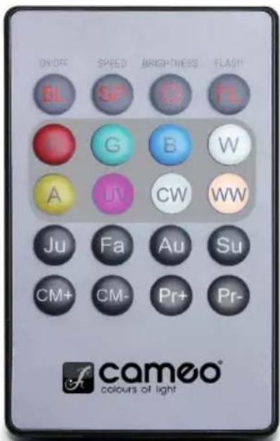 DNOFF SP BRIGHTNESS FLASH BL SP C FL G B W A JV CW WW Ju Fa Au Su CM+ CM- Pr+ Pr- cameo® colours of light