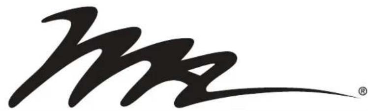 Stylized black logo or emblem with a curved line and registered trademark symbol