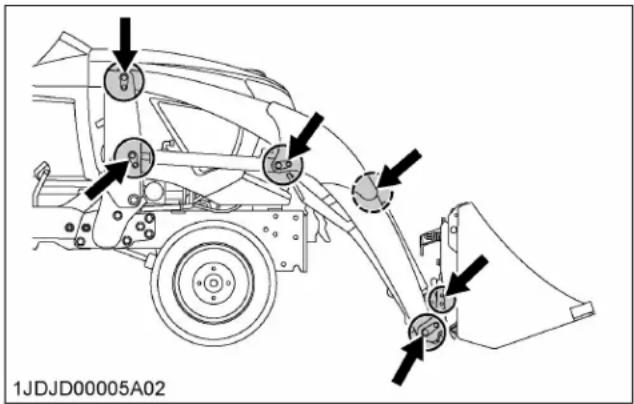 KUBOTA BX23S - LUBRIFICATION AVANT L'UTILISATION DU CHARGEUR - 1