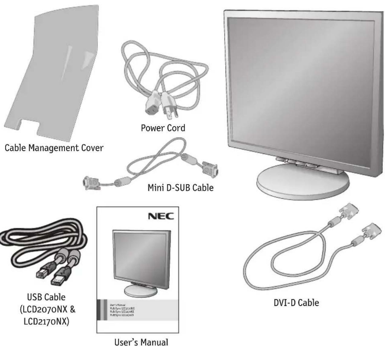 NEC MultiSync LCD2170NX - Your new NEC MultiSync® LCD monitor box* should contain the following: - 1