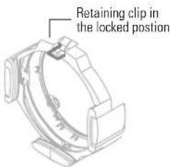 Retaining clip in the locked position
