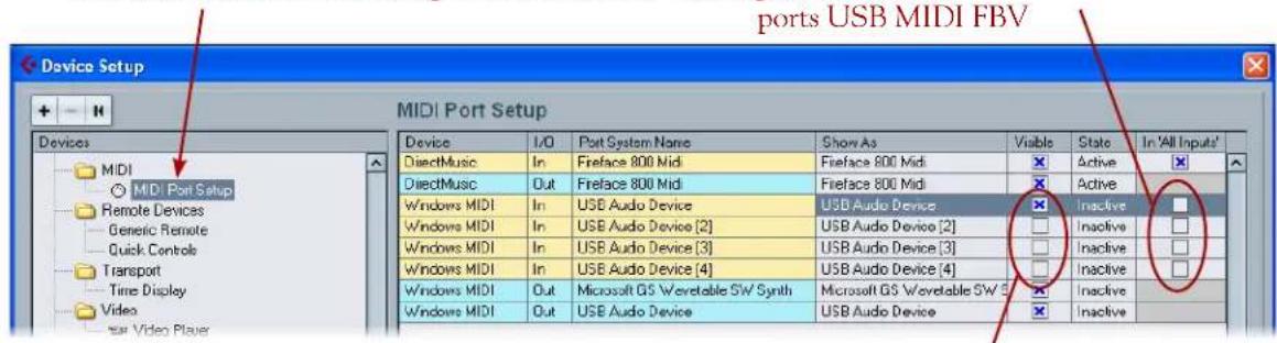 LINE 6 FBV Express MKII - Configuration des ports MIDI de Cubase - 1