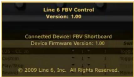 LINE 6 FBV Express MKII - Fenêtre 'About Line 6 FBV Control Application' - 1