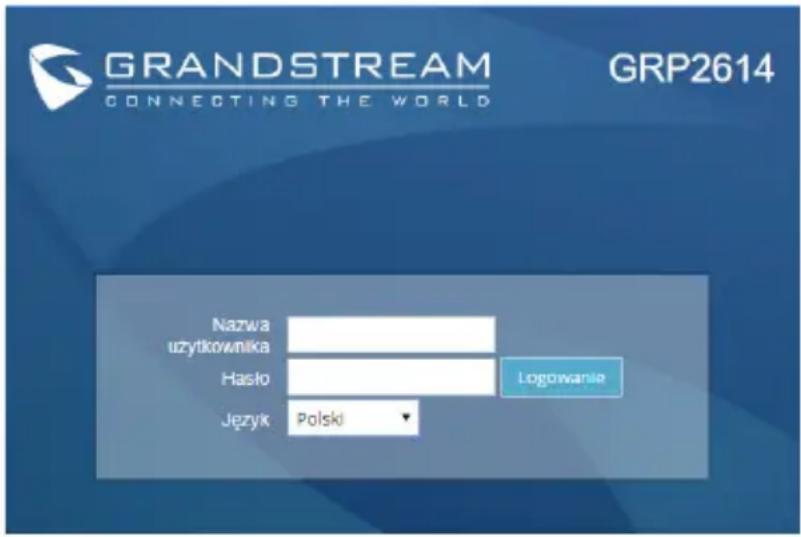 GRANDSTREAM GRP2614 - Skonfigurować GRP2614 za pomocą przeglądarki sieci Web: - 1