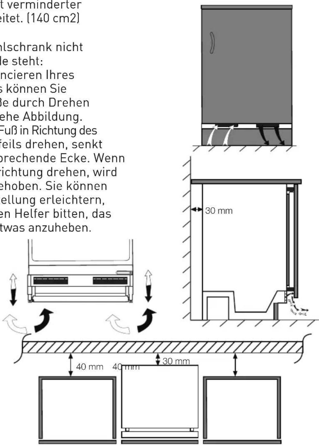 GRUNDIG GTMU10130N - Kühlschrank unter einer Arbeitsplatte installieren, Füße einstellen - 1