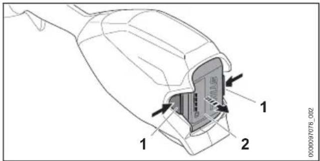 STIHL HLA 66 - Estrazione della batteria - 1