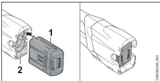 STIHL HTA 66 - Mise en place de la batterie - 1