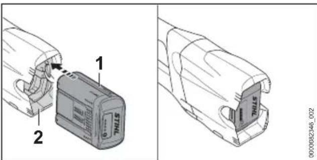 STIHL HTA 66 - Accu plaatsen - 1