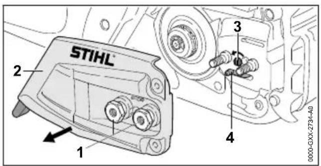 STIHL MS 400 CM - Montage du guide-chaîne et de la chaîne - 1