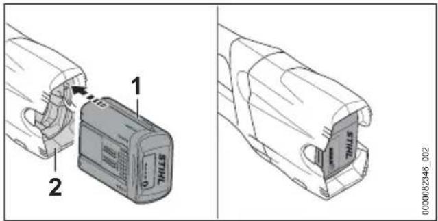 STIHL HTA 86 - Inserimento della batteria - 1