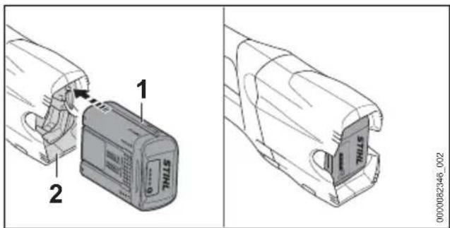 STIHL HTA 86 - Accu plaatsen - 1