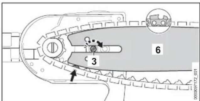 STIHL HTA 86 - Mounting the Guide Bar and Saw Chain - 4